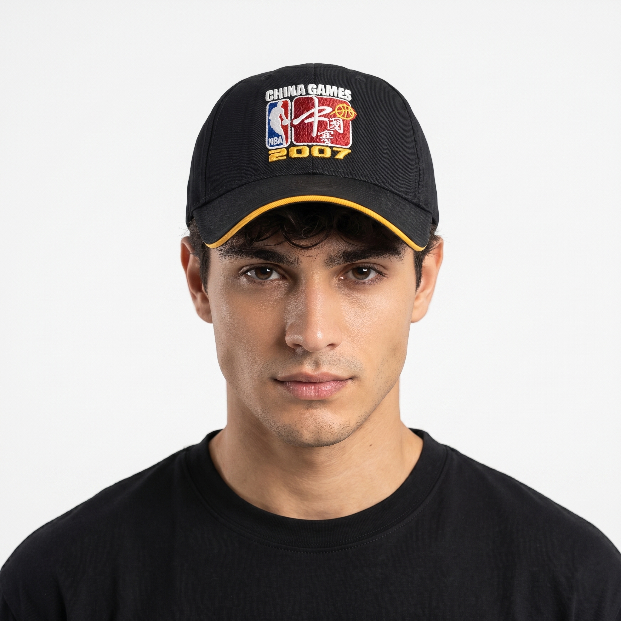 Vintage Adidas NBA China Games Ball Cap - Black & Yellow Strapback