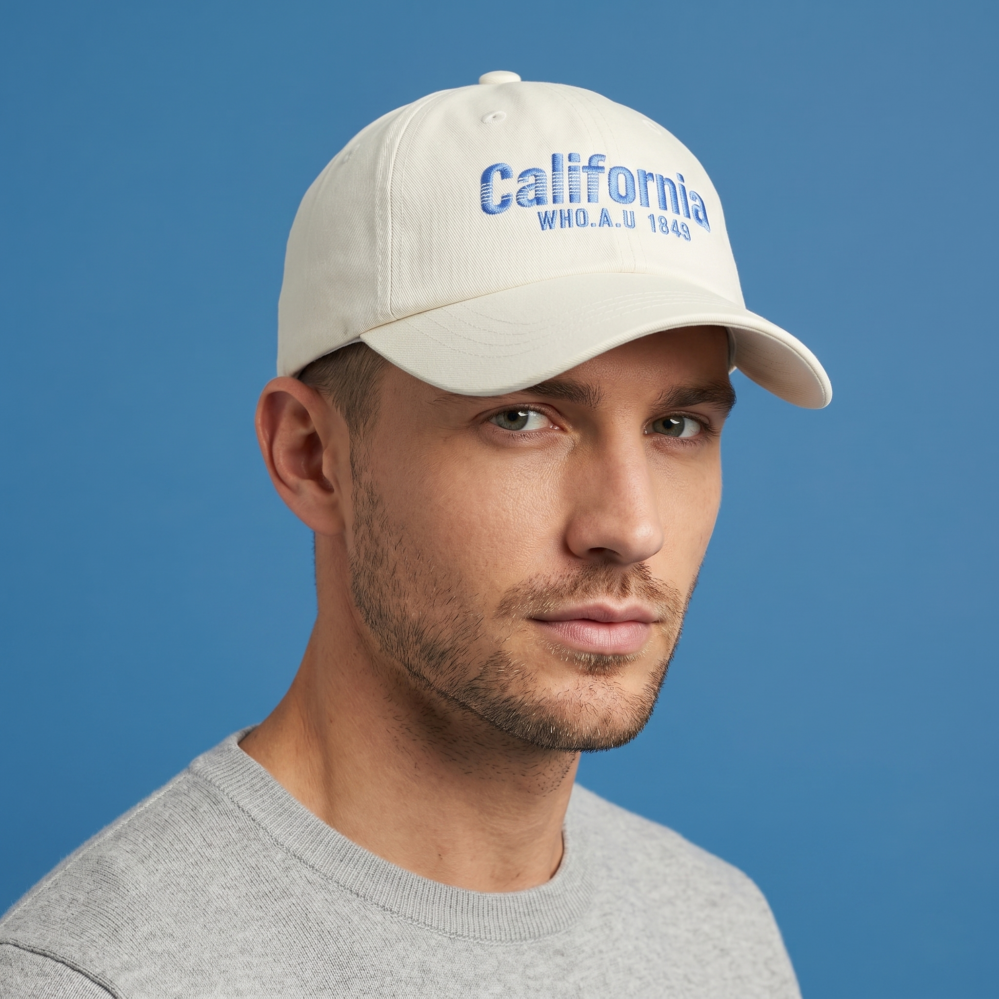WHO.A.U California 1849 Vintage Cream Baseball Cap