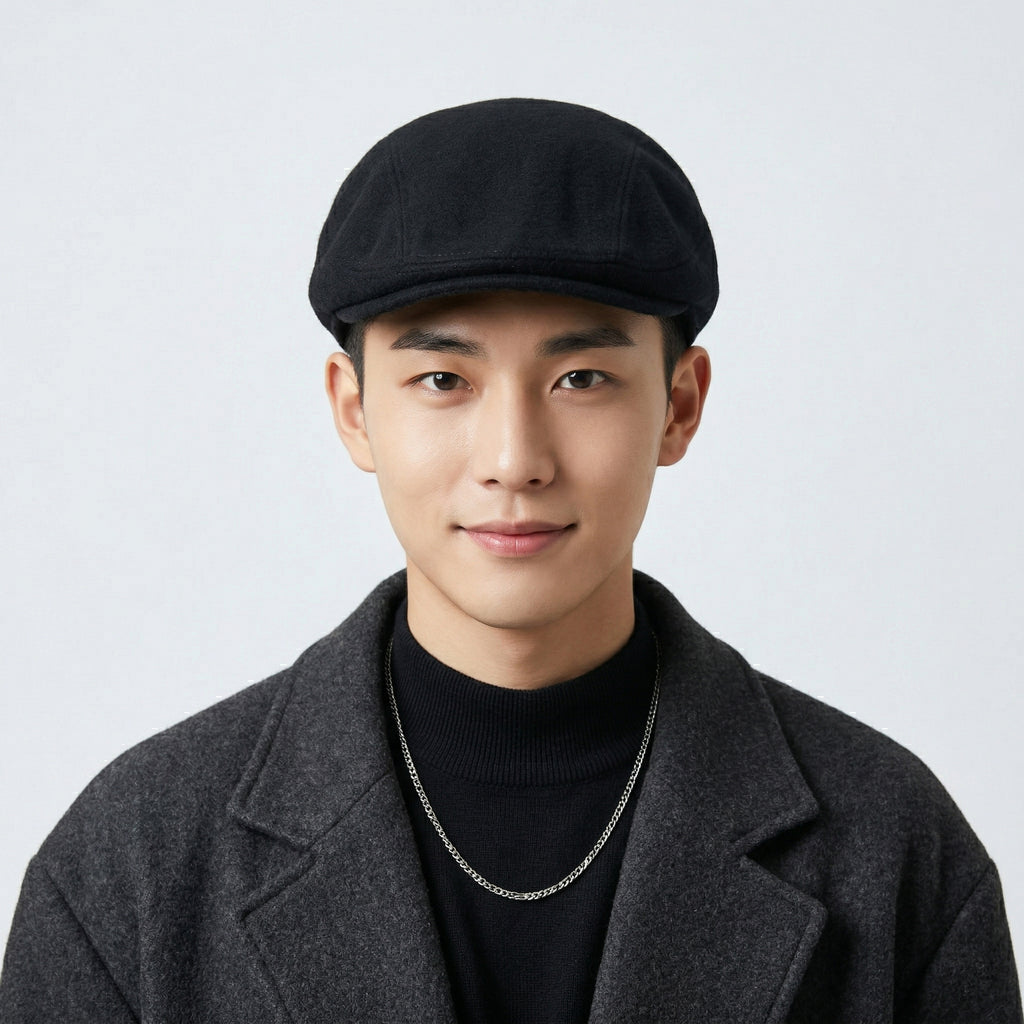 Vintage Black Newsboy Flat Cap - Rock N' Blue Heritage Series Hat