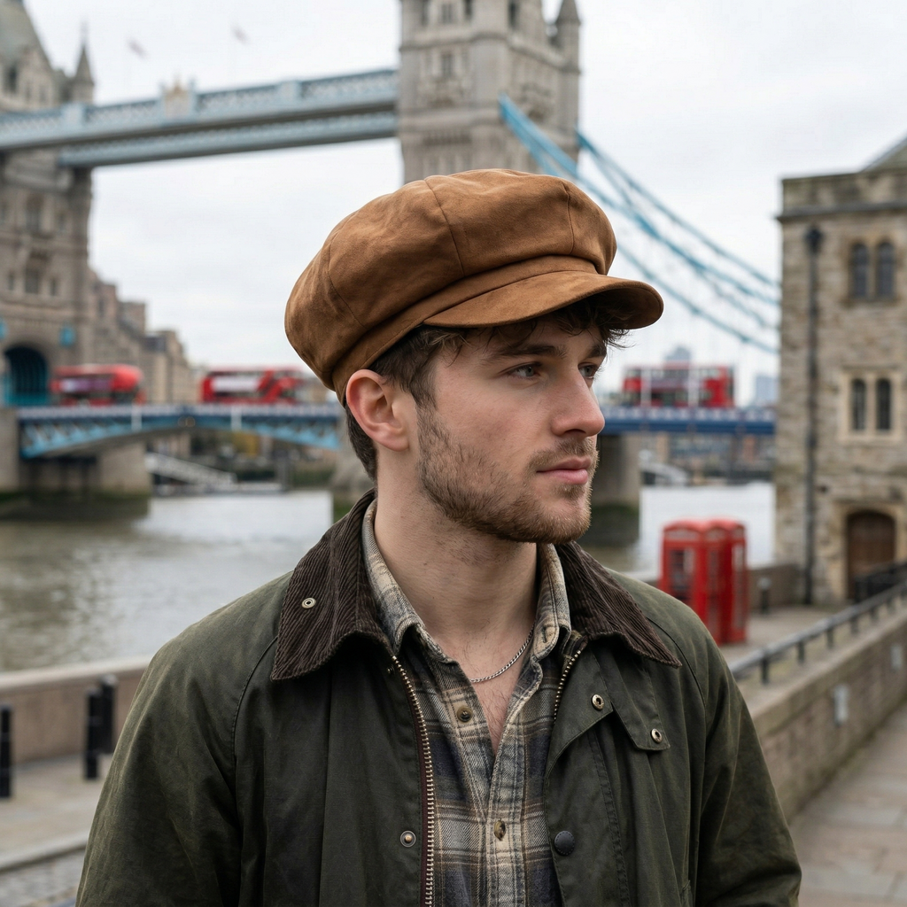 Vintage Suede Newsboy Cap - Tan Brown Baker Boy Hat