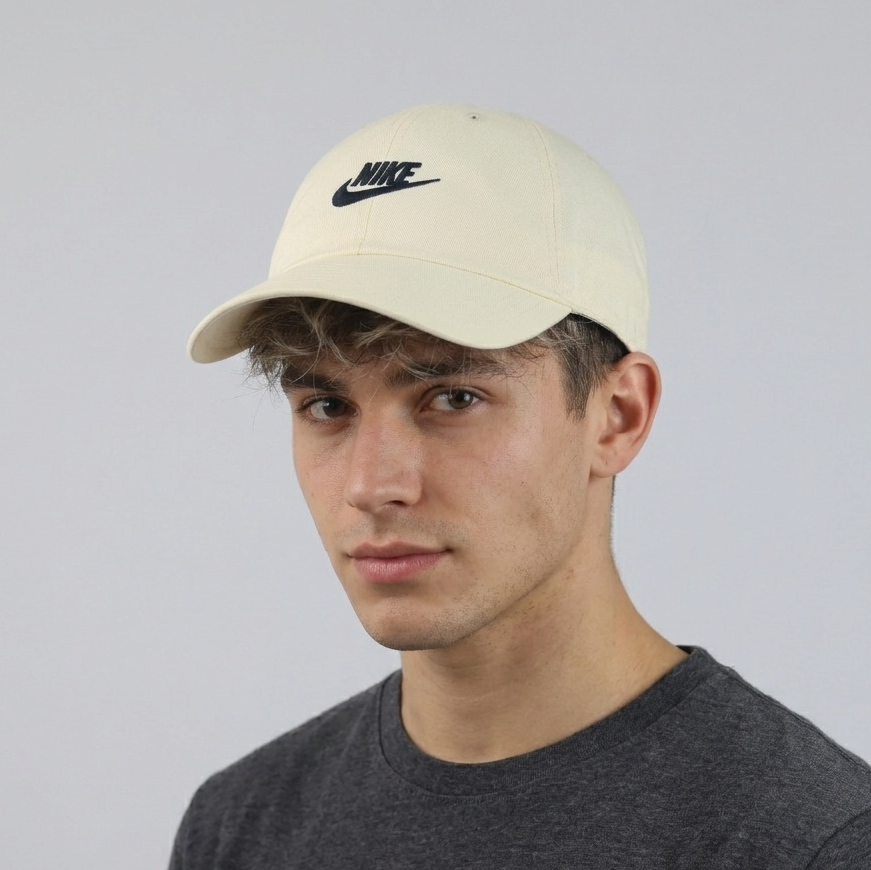 Thrifted Nike Classic Swoosh Off-White Adjustable Strapback Cap | 11035
