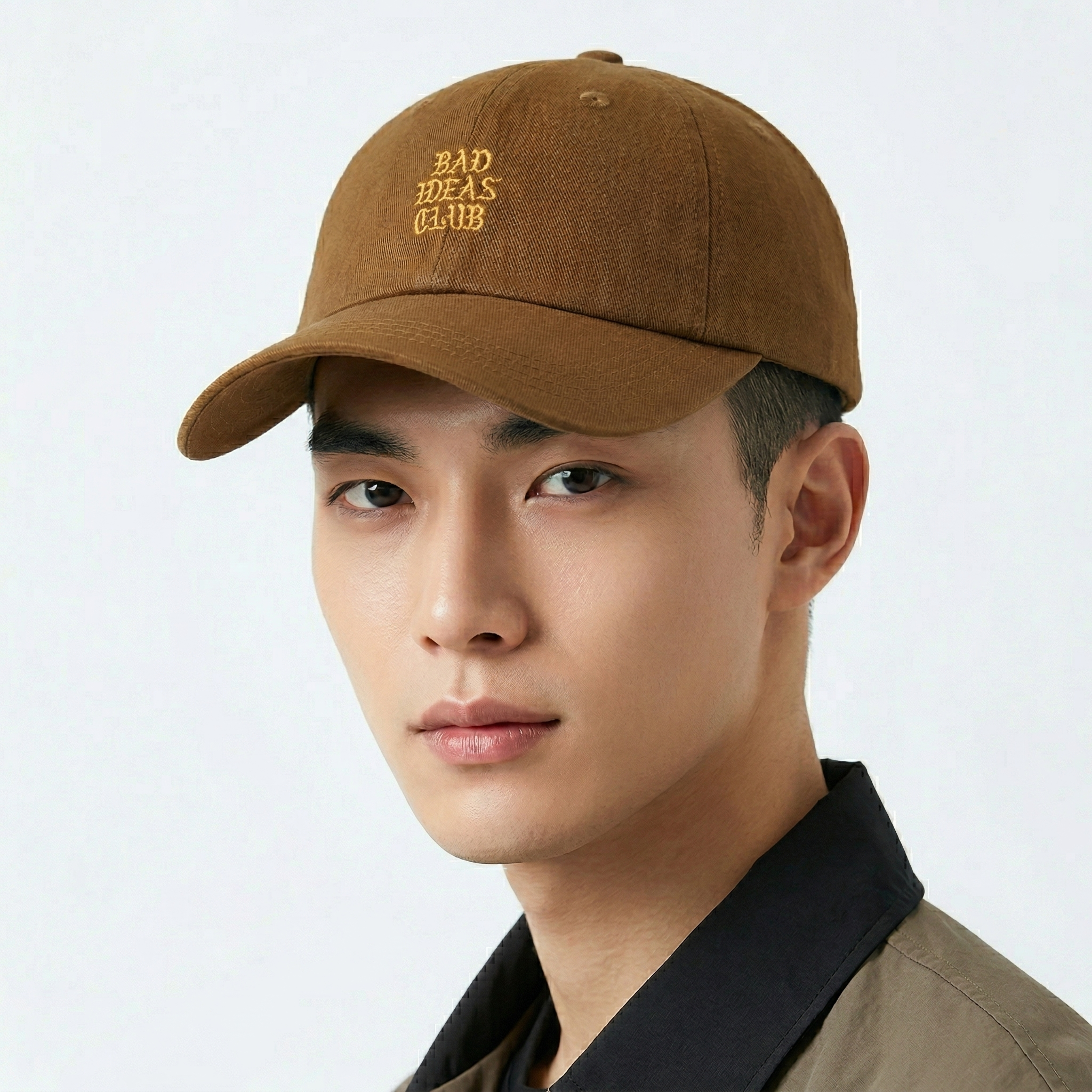 "Bad Ideas Club" Embroidered Brown Dad Hat - Cropp Accessories Cap
