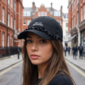 Thrifted Cute Black Hello Weekend Ruffle Brim Dad Cap (55-57 cm)