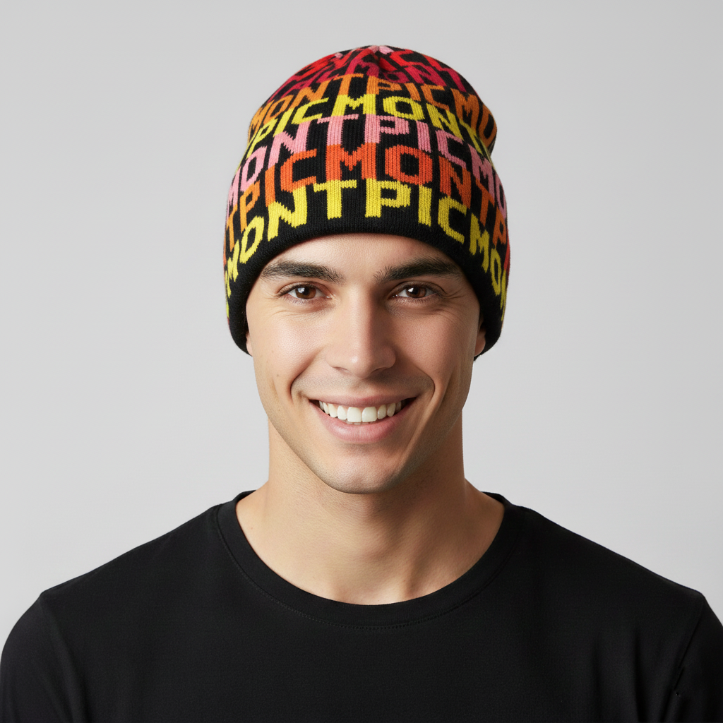 Multicolor Knit Winter Thrifted Beanie - Vibrant Patterned Adult Hat