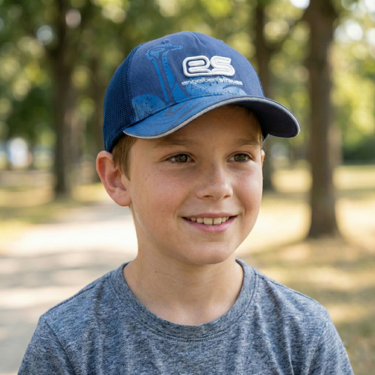 Engelbert Strauss Navy Blue Mesh Trucker Thrifted Hat - Kid's Size