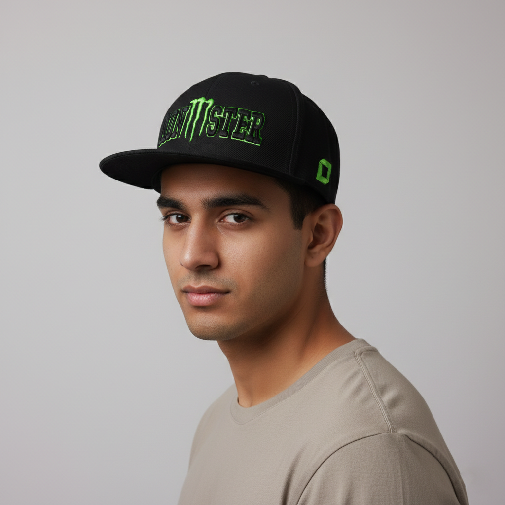 Monster Energy Graphic Thrifted Snapback Hat - Thrifted Black Lifestyle Cap
