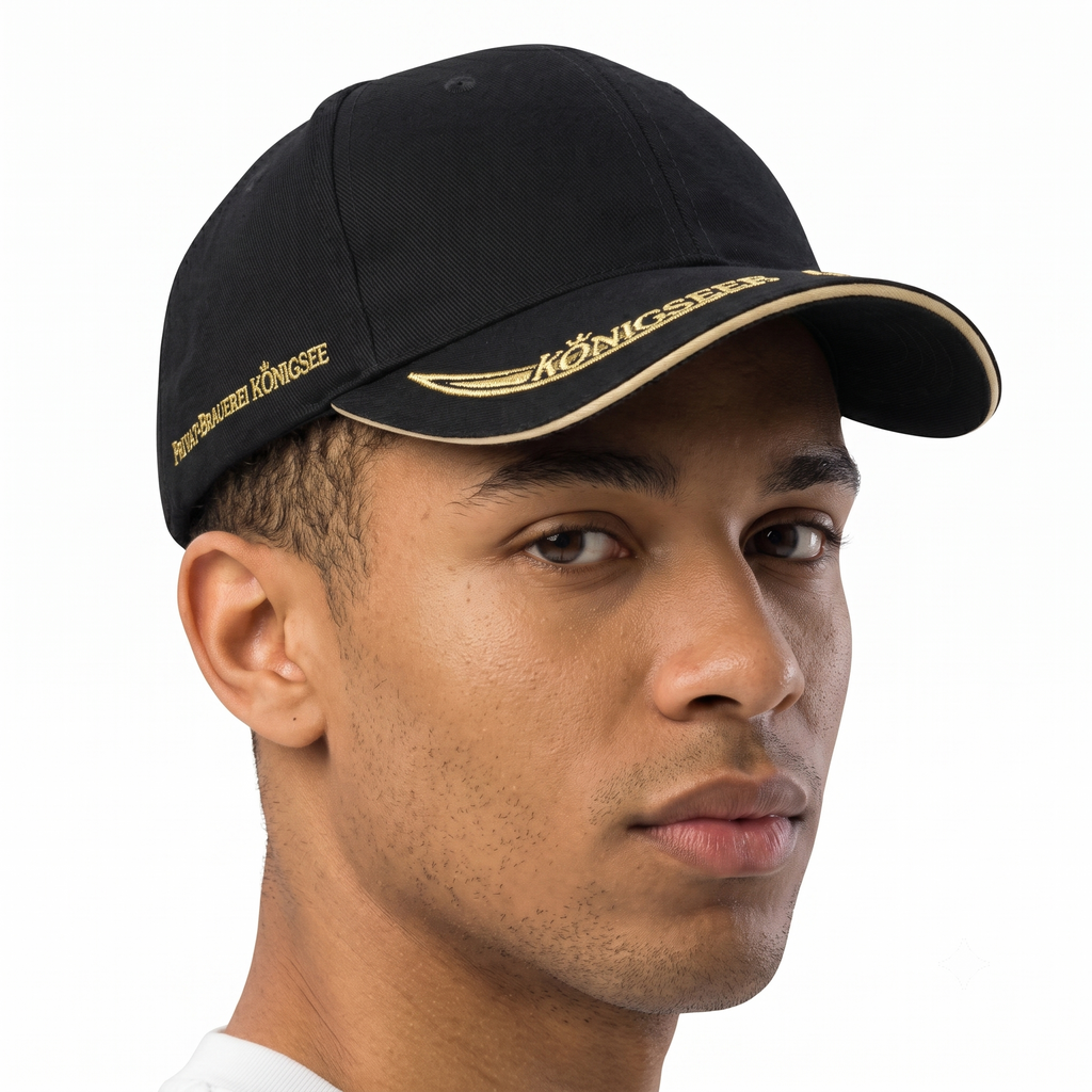 Thrifted Königseer Privat Brauerei Black Baseball Cap | Gold Embroidered Hat