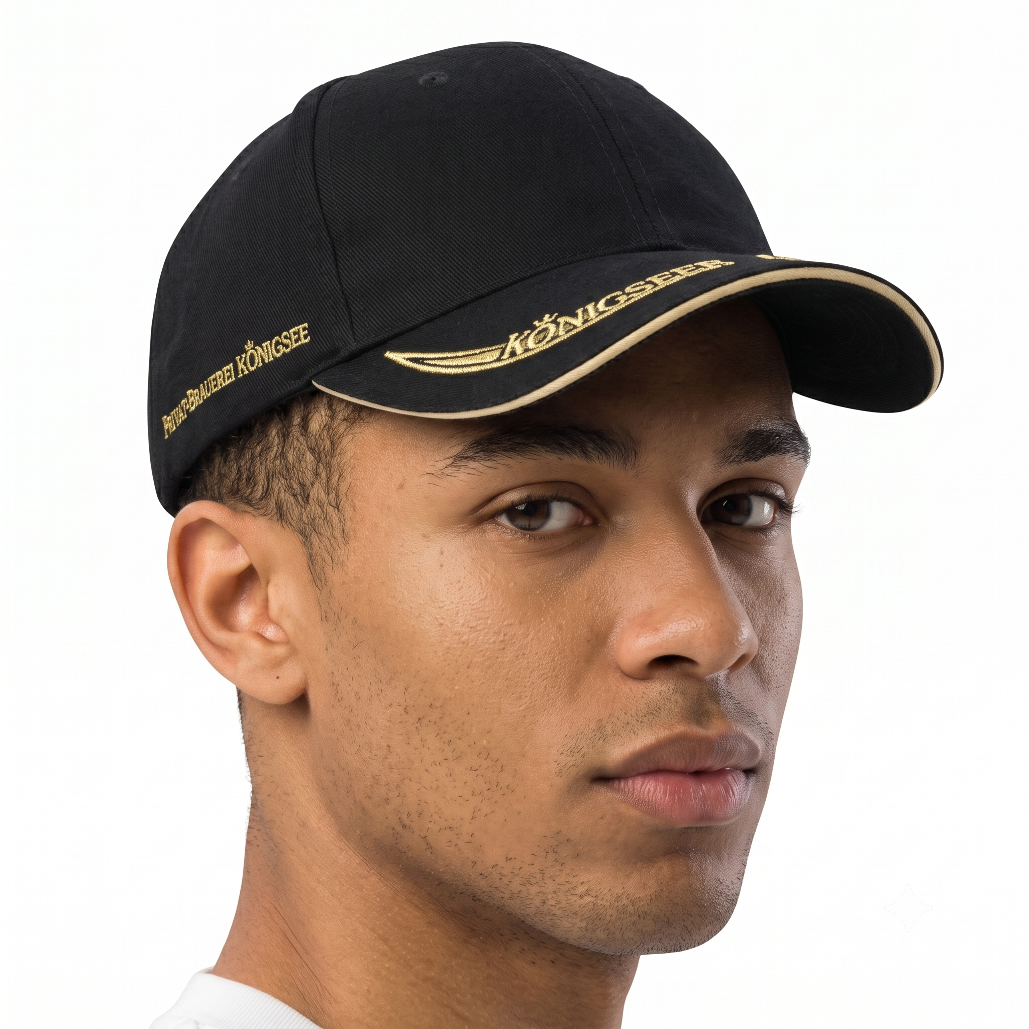 Thrifted Königseer Privat Brauerei Black Baseball Cap | Gold Embroidered Hat