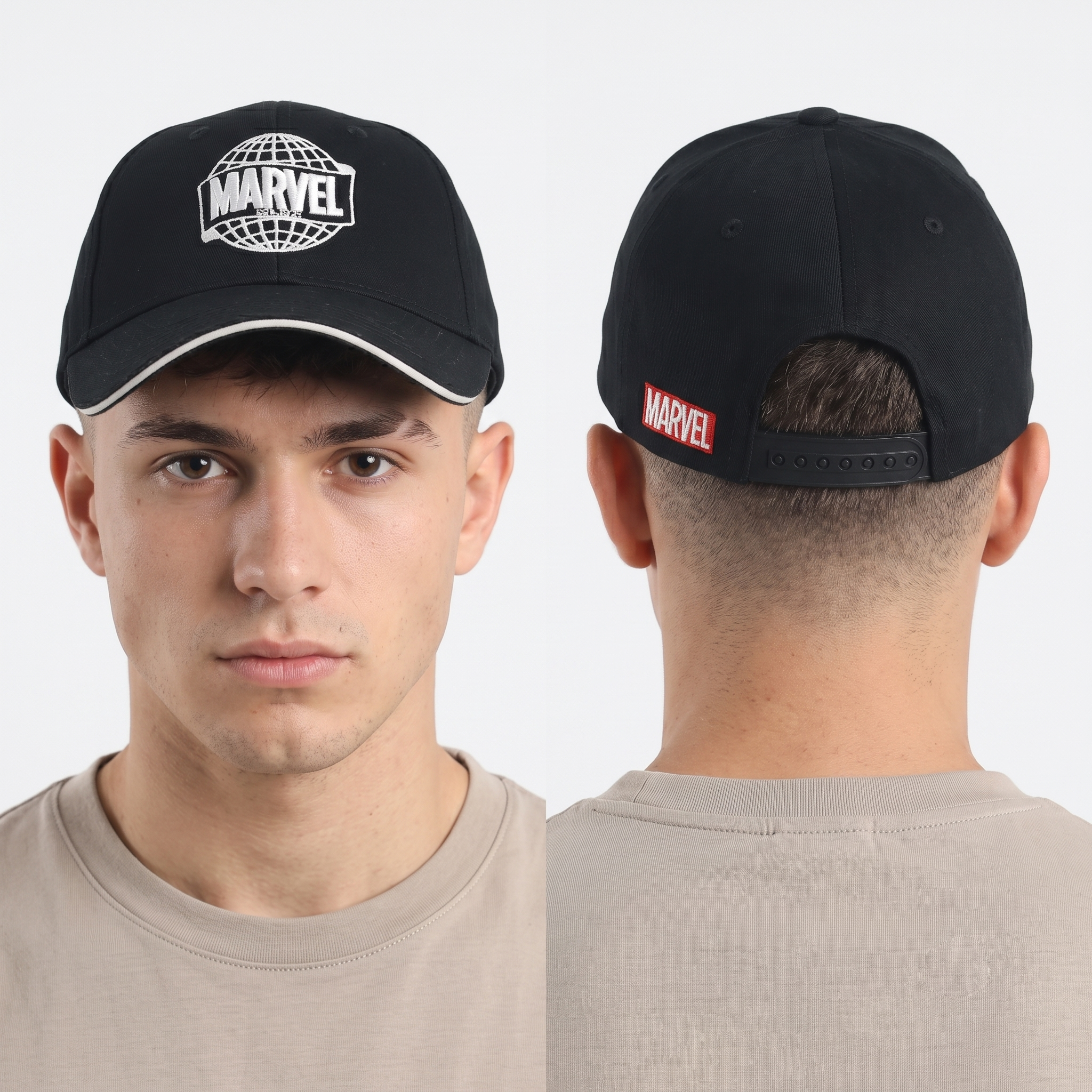 Vintage Marvel Globe Snapback Hat | Thrifted Black Red Comic Box Logo Cap