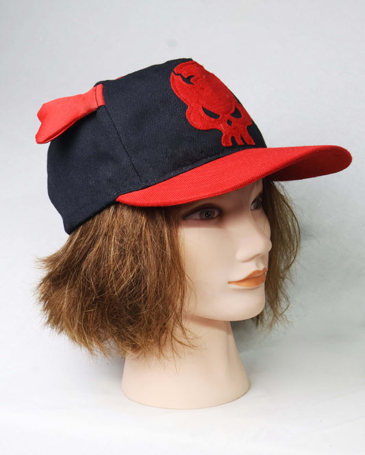 Black & Red Skull Embroidered Cap – Edgy Streetwear Thrift Hat | Unisex Bold Style