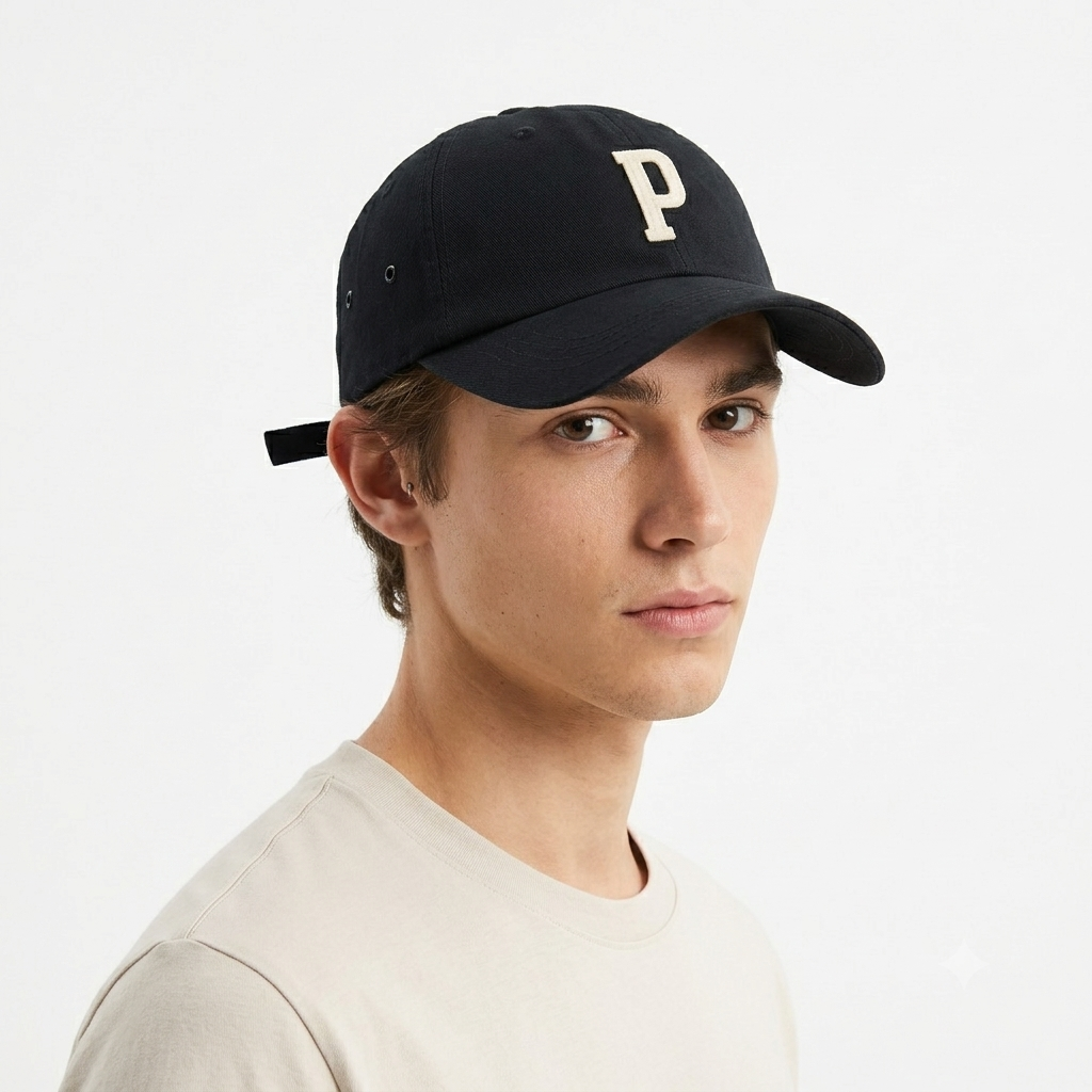 Thrifted Black Vintage Collegiate Letter "P" Baseball Cap | 10768