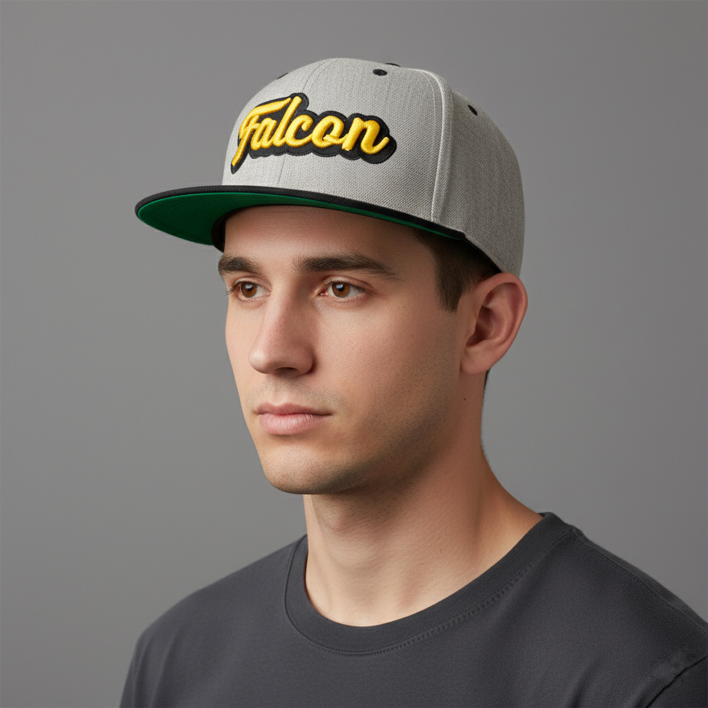 Vintage Style Grey Falcon Embroidered Flat Brim Thrifted Snapback