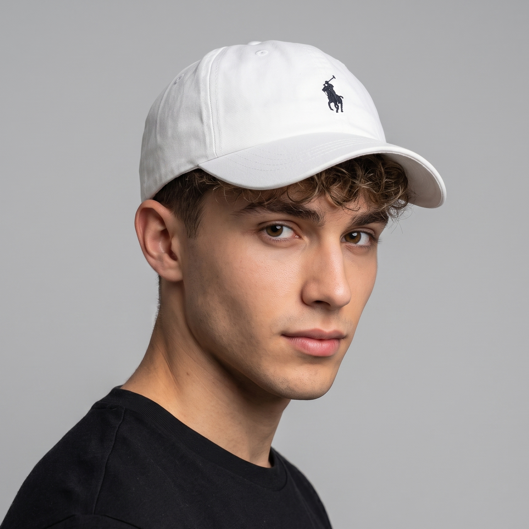 Embroidered Polo Rider Dad Cap | Thrifted White Cotton Hat 56-58cm