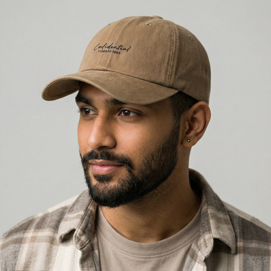 Thrifted Khaki Cotton Adjustable Thrifted Cap - Brookside New York Aesthetic