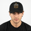 Thrifted US Navy Bedazzled Crystal Black Dad Hat