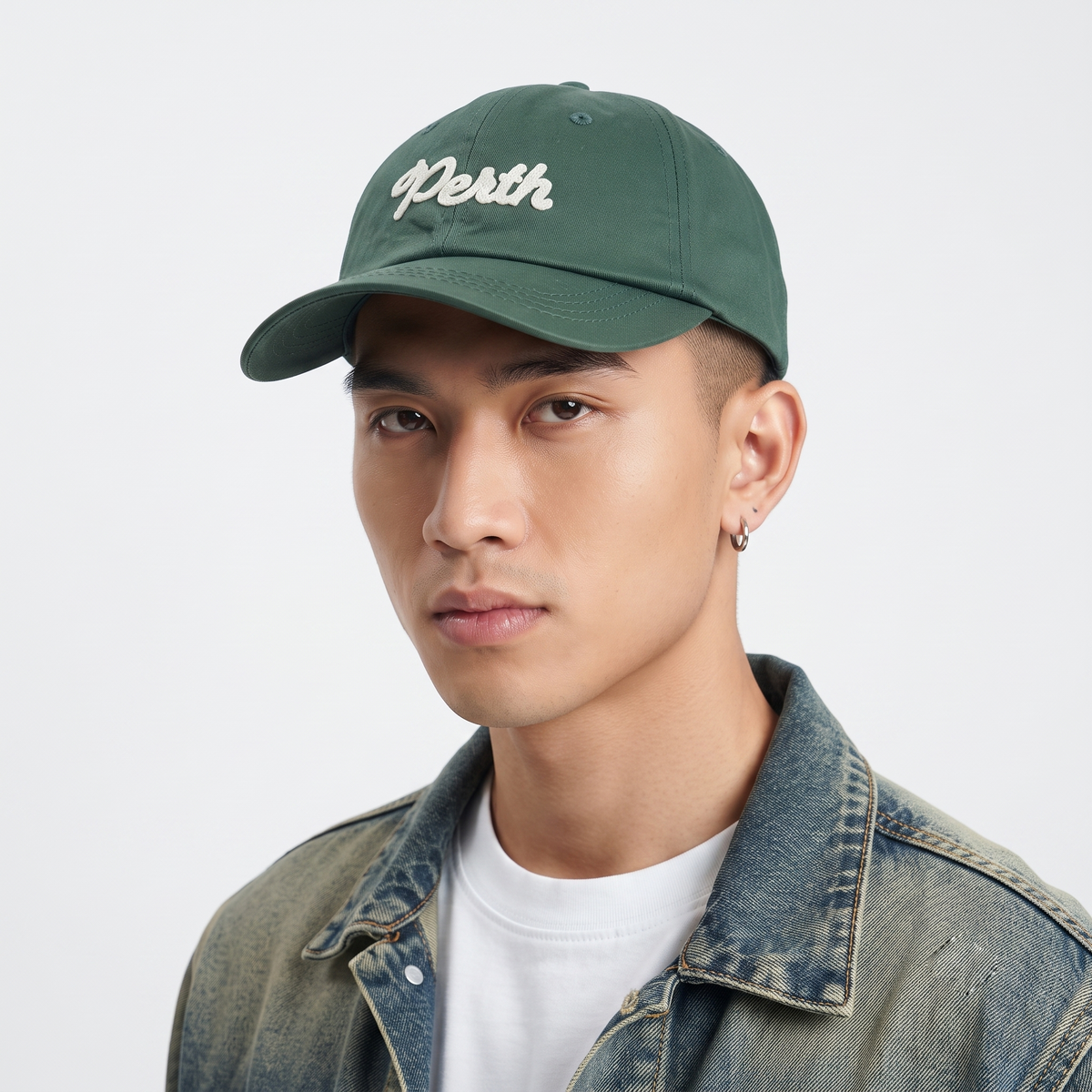 Thrifted Zara Dark Green Cursive Strapback Cap (56-58cm) | 10493