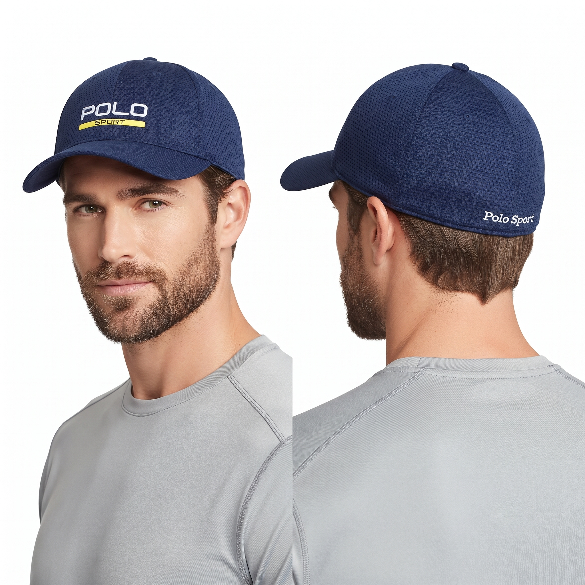 Retro Ralph Lauren Polo Sport Mesh Cap - Navy Blue Thrifted Fitted Hat Size 57-58 cm