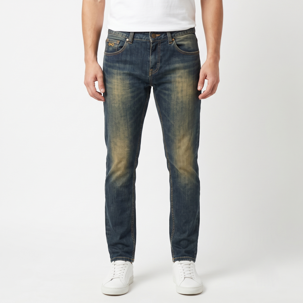 Thrifted Men's PLAC Jeans Placid Wave Blue Slim Fit Denim Waist: 32/ J1075