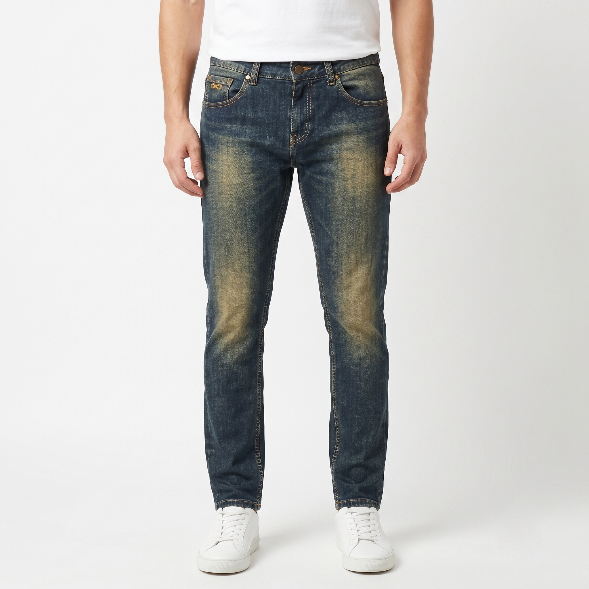 Thrifted Men's PLAC Jeans Placid Wave Blue Slim Fit Denim Waist: 32/ J1075