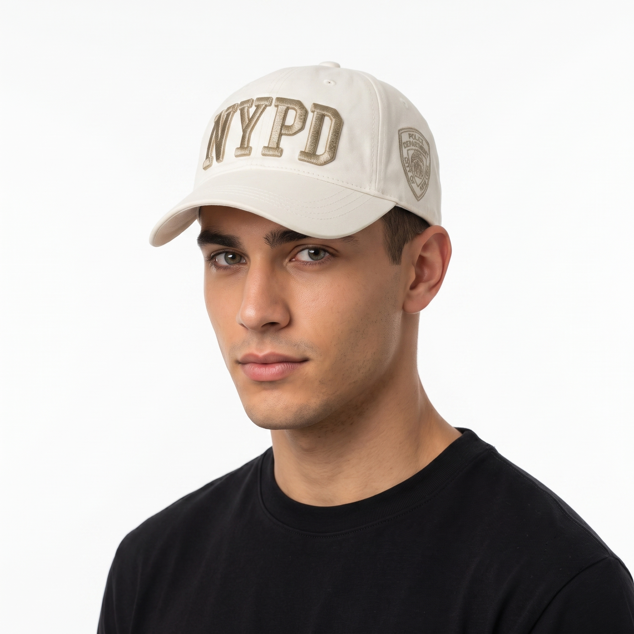 Thrifted NYPD Police Department City of New York Cream Baseball Cap