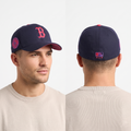 Vintage Boston Red Sox Baseball Cap - MLB Navy/Pink Fitted Thrifted  Hat