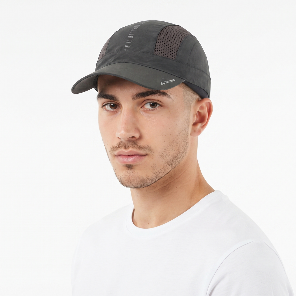Thrifted Quechua Decathlon Charcoal Breathable Trail Running Cap - Size 56-58cm