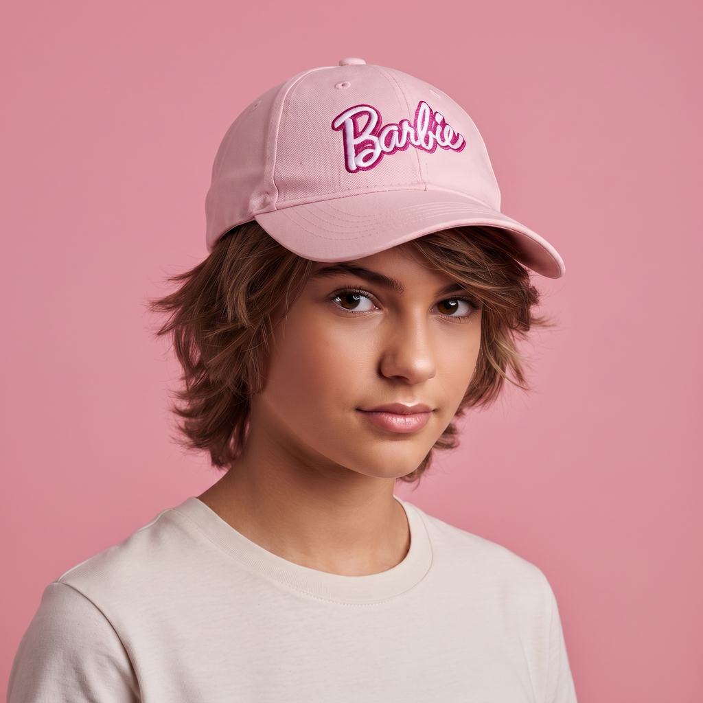 Barbie Logo Light Pink Baseball Cap - House Brand Script Strapback Hat