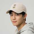 Elstinko "Think Star" Beige Cotton Dad Hat - Embroidered Crown Cap