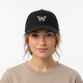 Thrifted Sinsay White Butterfly Outline Black Strapback Cap - Size 56-58cm