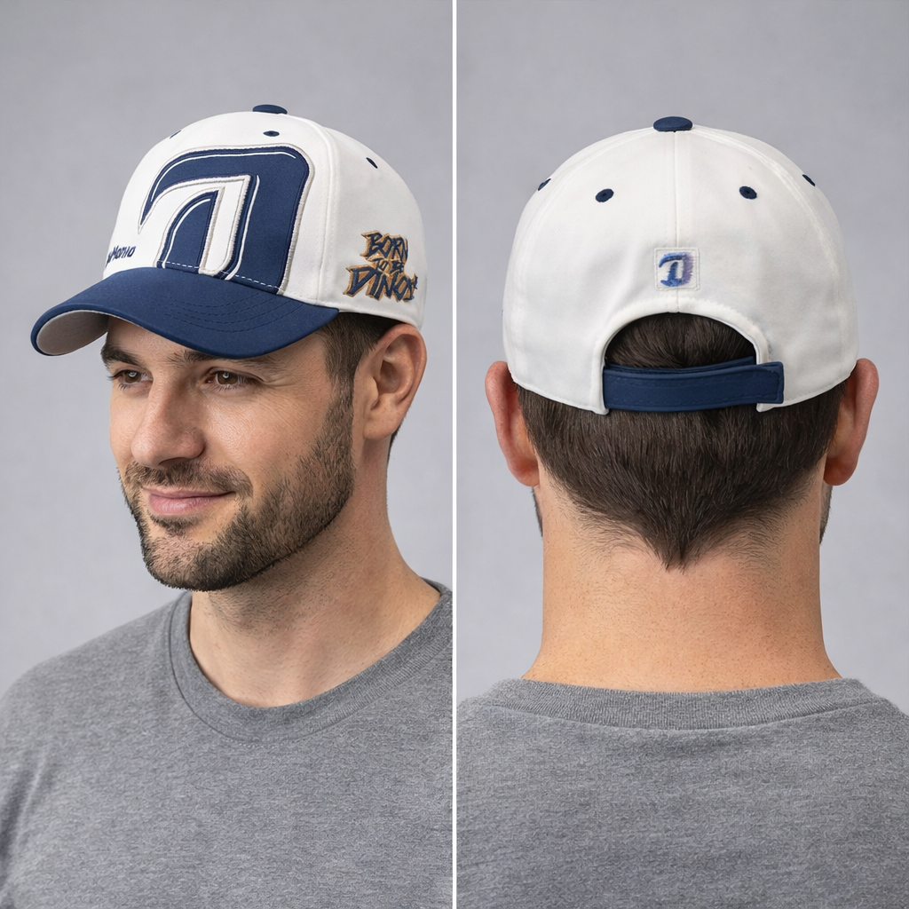 Authentic NC Dinos KBO Thrifted Baseball Cap - DinoMania White & Blue