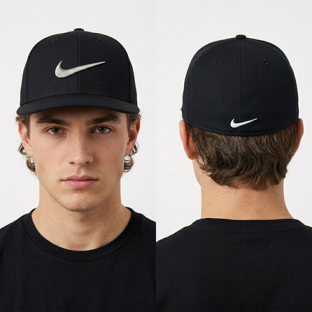 Nike Golf Flexfit Flat Bill Sport Hat | Thrifted Black Cap 58-60cm