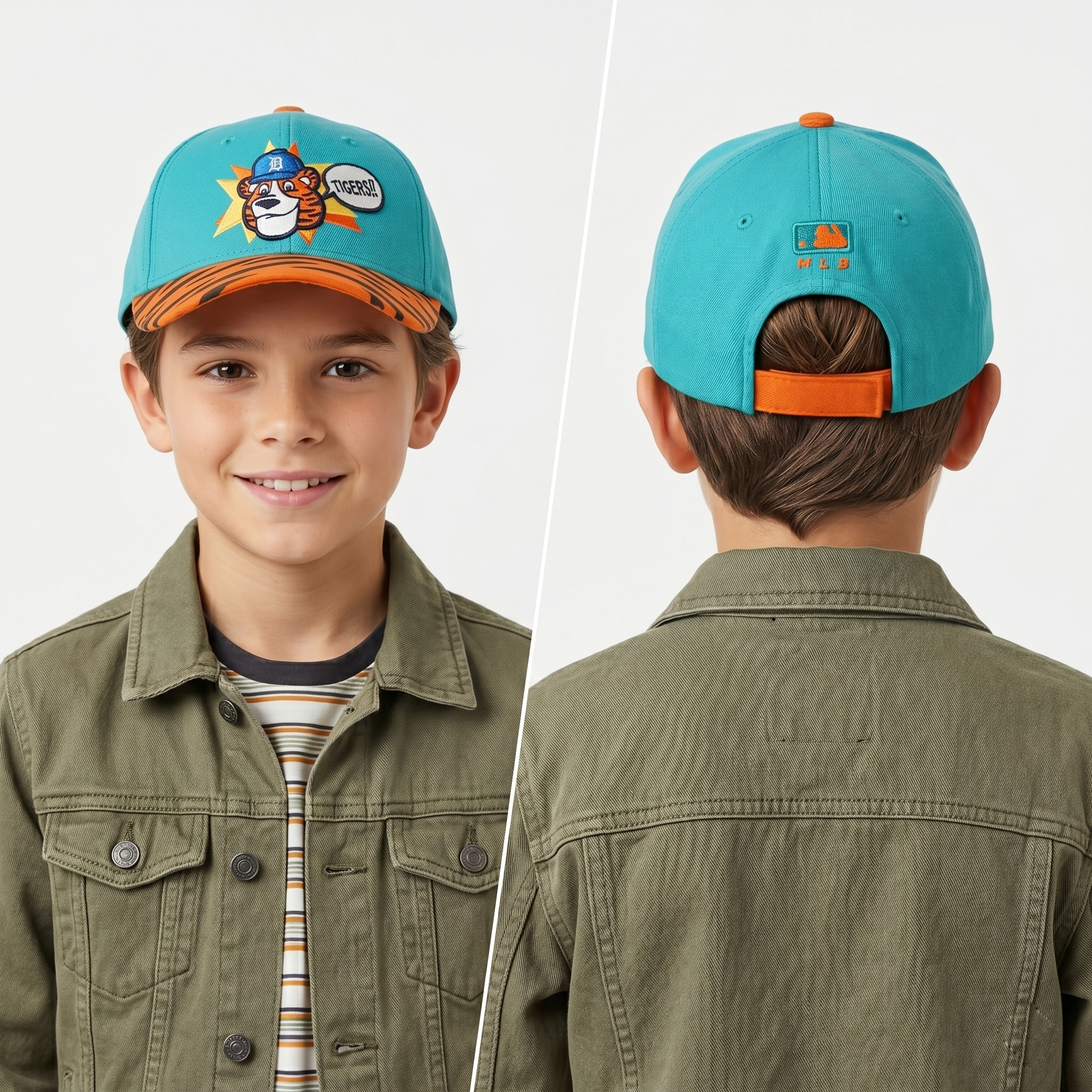 Thrifted Detroit Tigers Cartoon Mascot Cap | Kids Snapback
