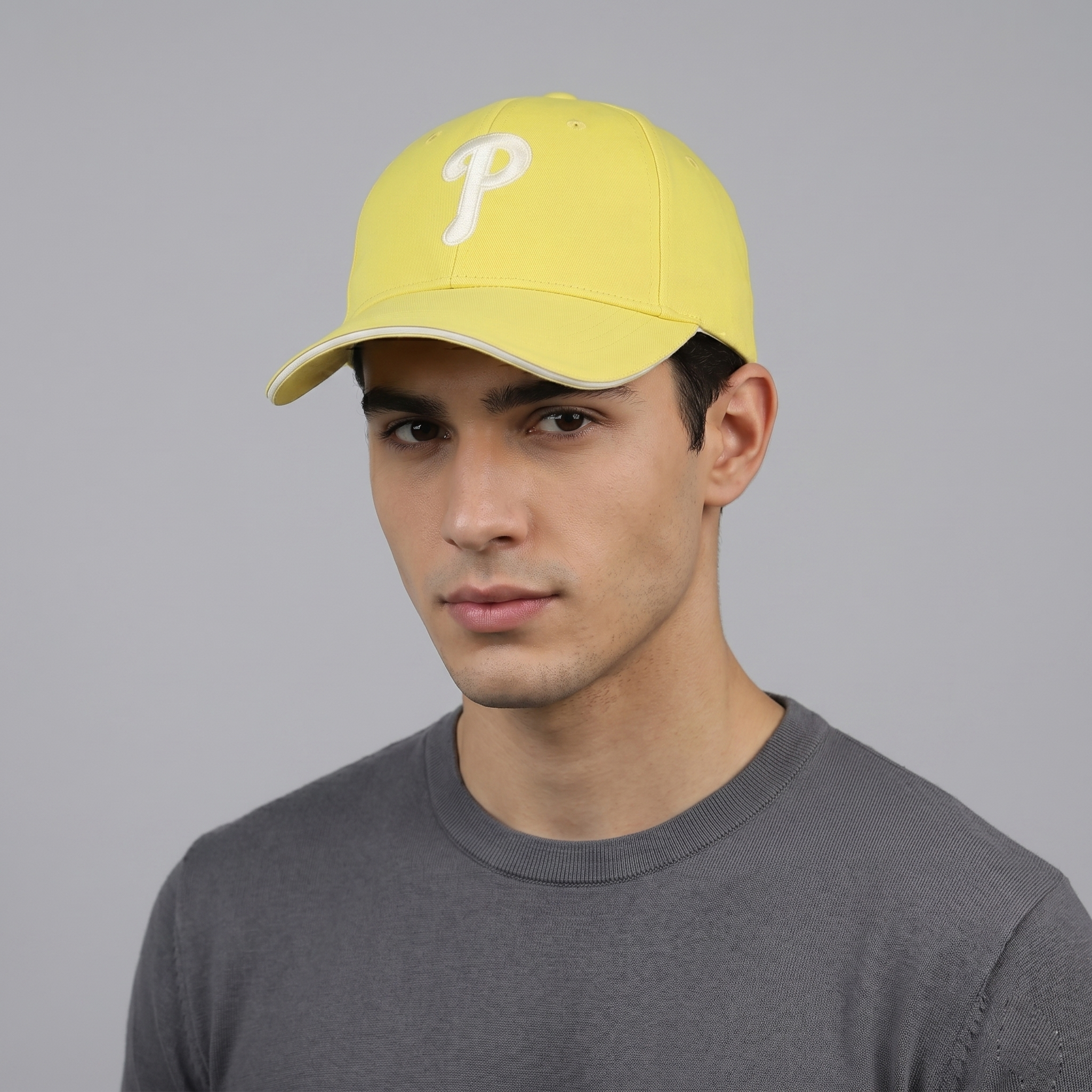 Retro Pastel Yellow Varsity Strapback Thrifted Hat | Korean Streetwear