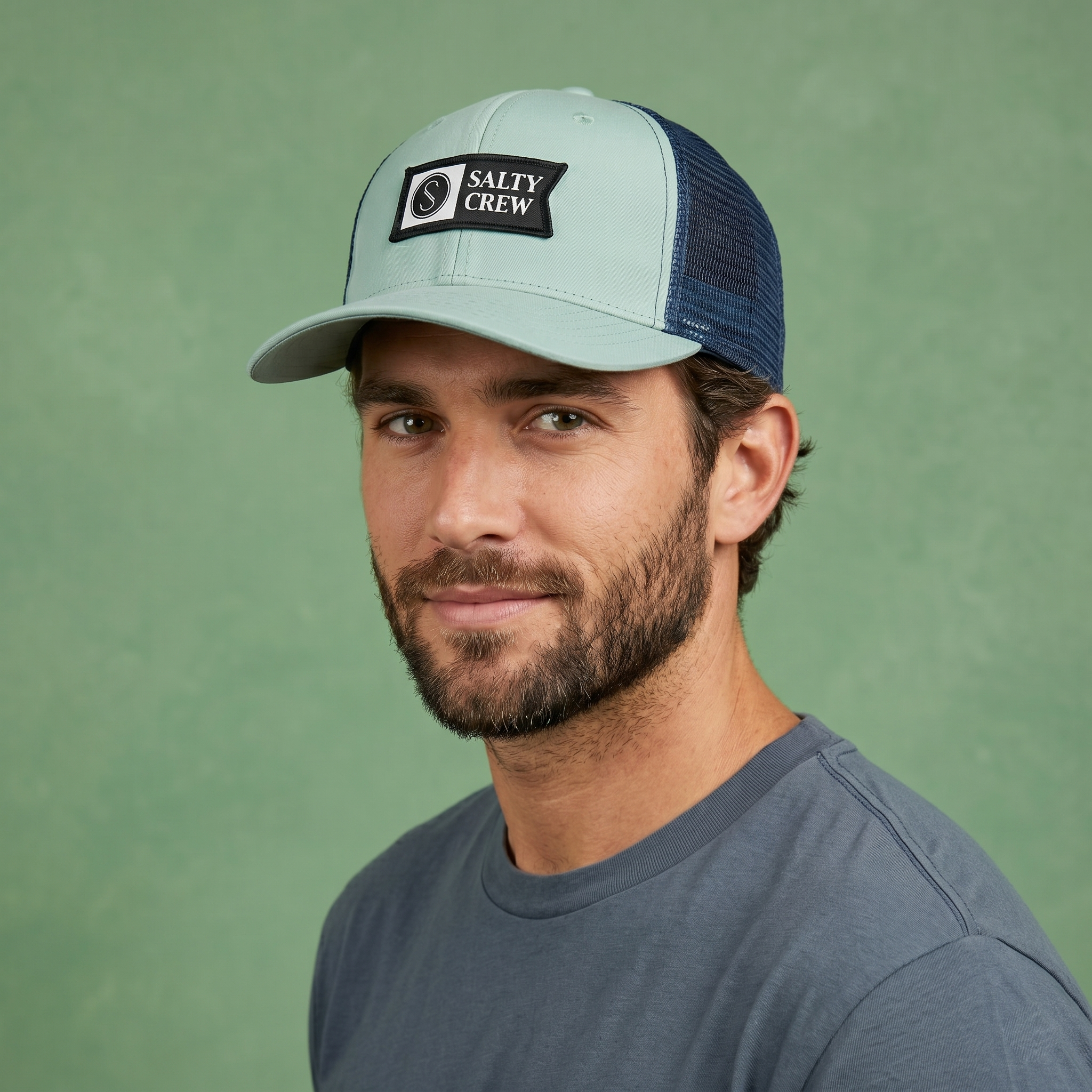 Vintage Salty Crew Surf Cap | Retro Two-Tone Mesh Trucker Hat