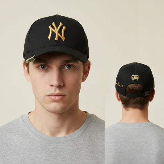 Vintage MLB New York Yankees Gold Embroidered Thrifted Cap - Black