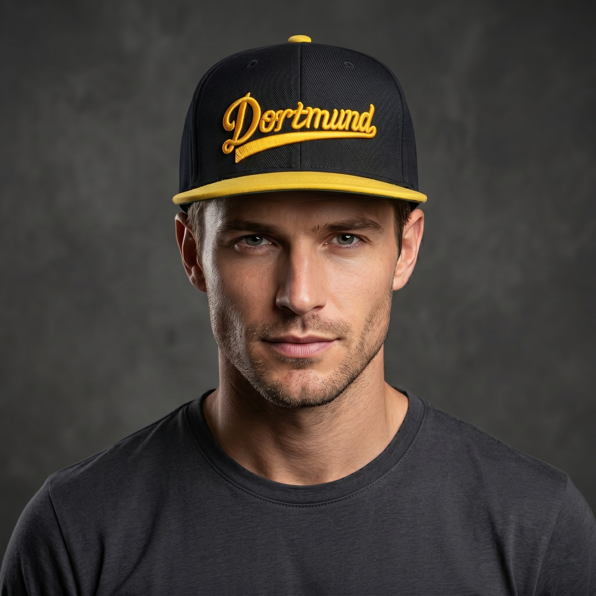 Thrifted Dortmund Script Embroidered Hat - Two-Tone Snapback Cap
