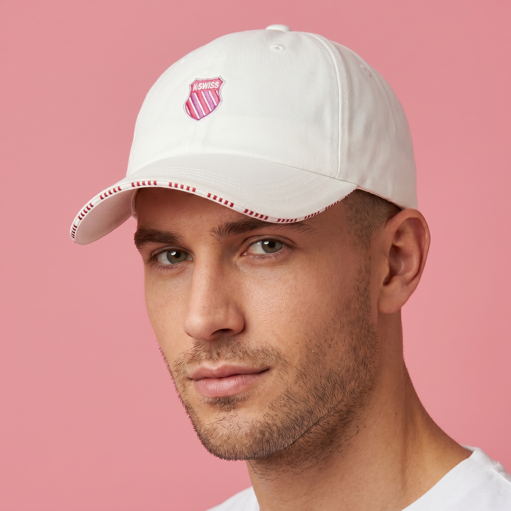 Vintage K-Swiss Heritage Baseball Cap – Classic White & Red Stripe