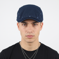Retro Navy Blue Newsboy Flat Cap - Casual Distressed Duckbill Ivy Hat