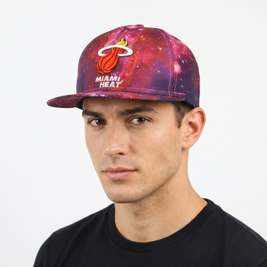 Miami Heat Galaxy Print Snapback Hat Nebula Graphic Cap