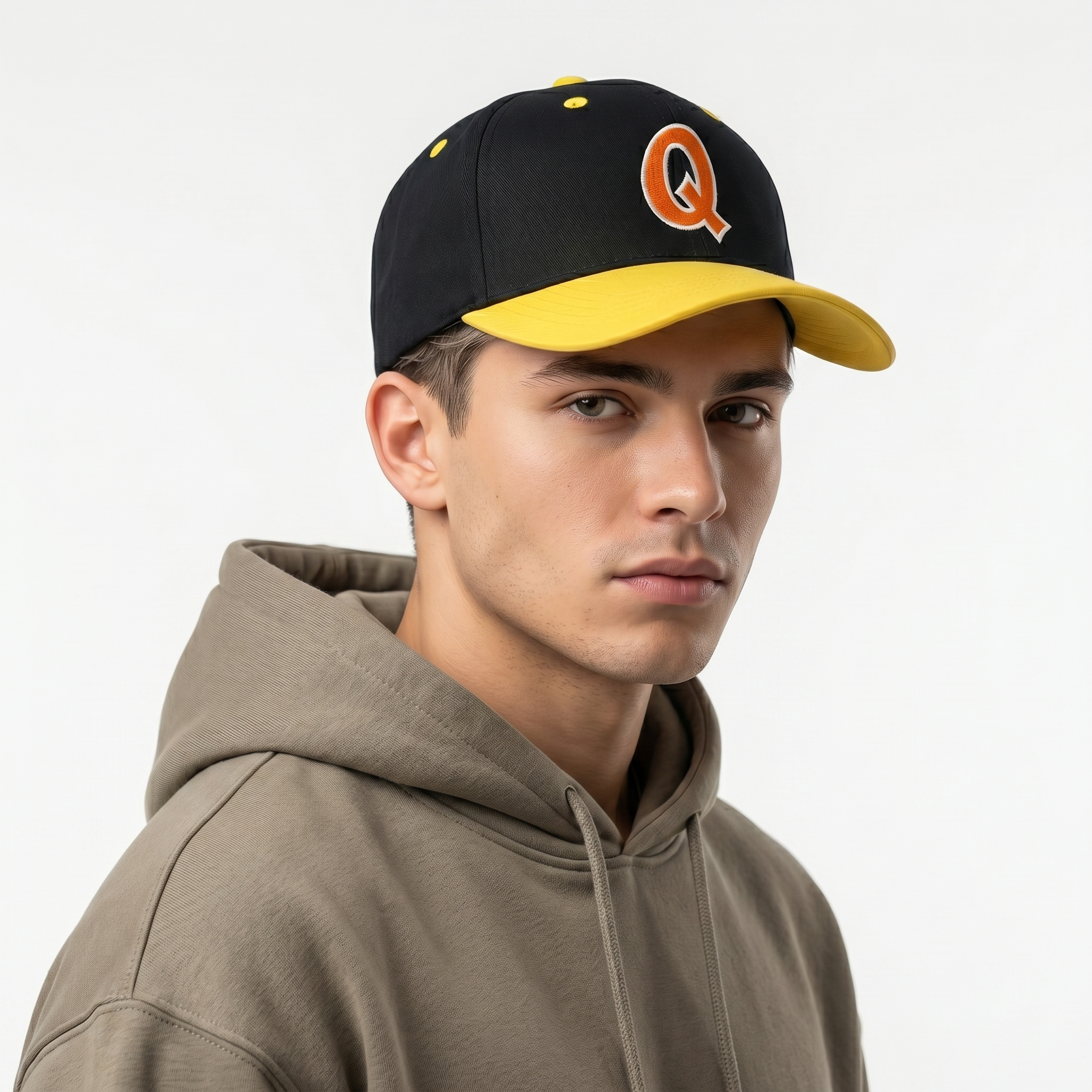 Thrifted Beechfield Two-Tone Initial Q Orange Embroidered Cap