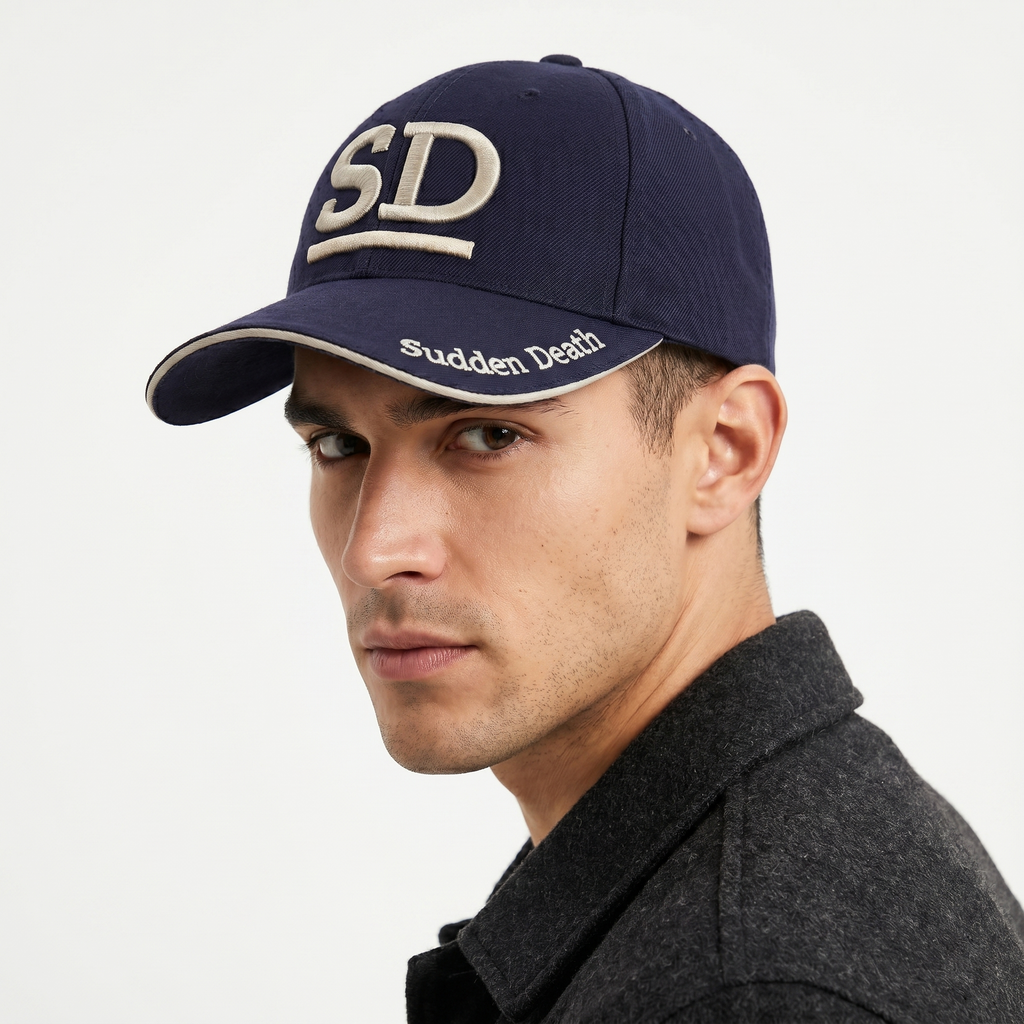 Sudden Death "SD" Navy Blue Vintage Embroidered Baseball Cap