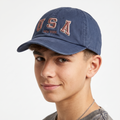 Thrifted Zara Cotton Blue Baseball Cap with US Flag (54-56cm) | 10526