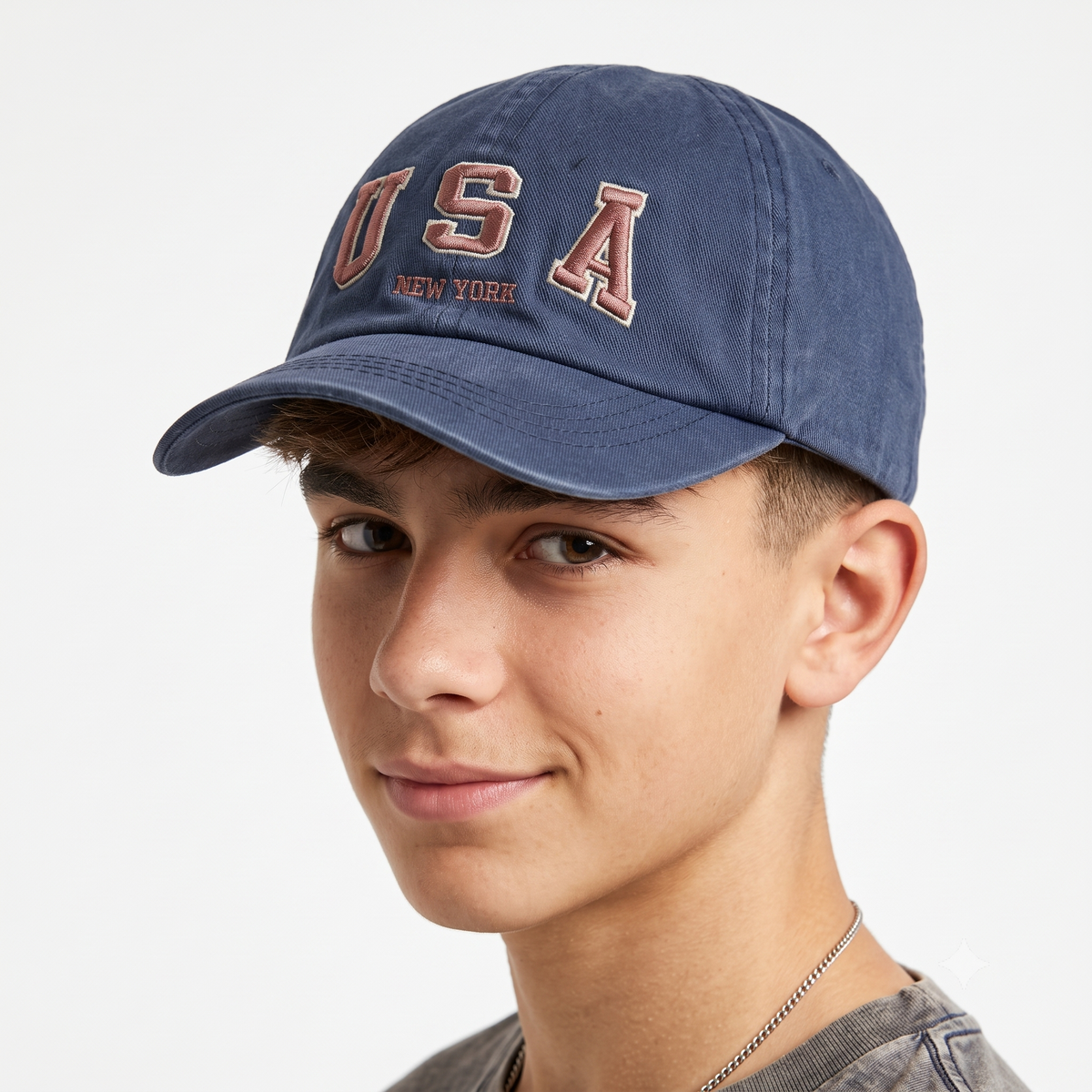 Thrifted Zara Cotton Blue Baseball Cap with US Flag (54-56cm) | 10526