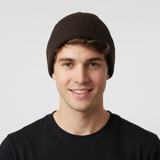 Chocolate Brown Ribbed Knit Thrifted Beanie - Adult Unisex Earth Tone Hat