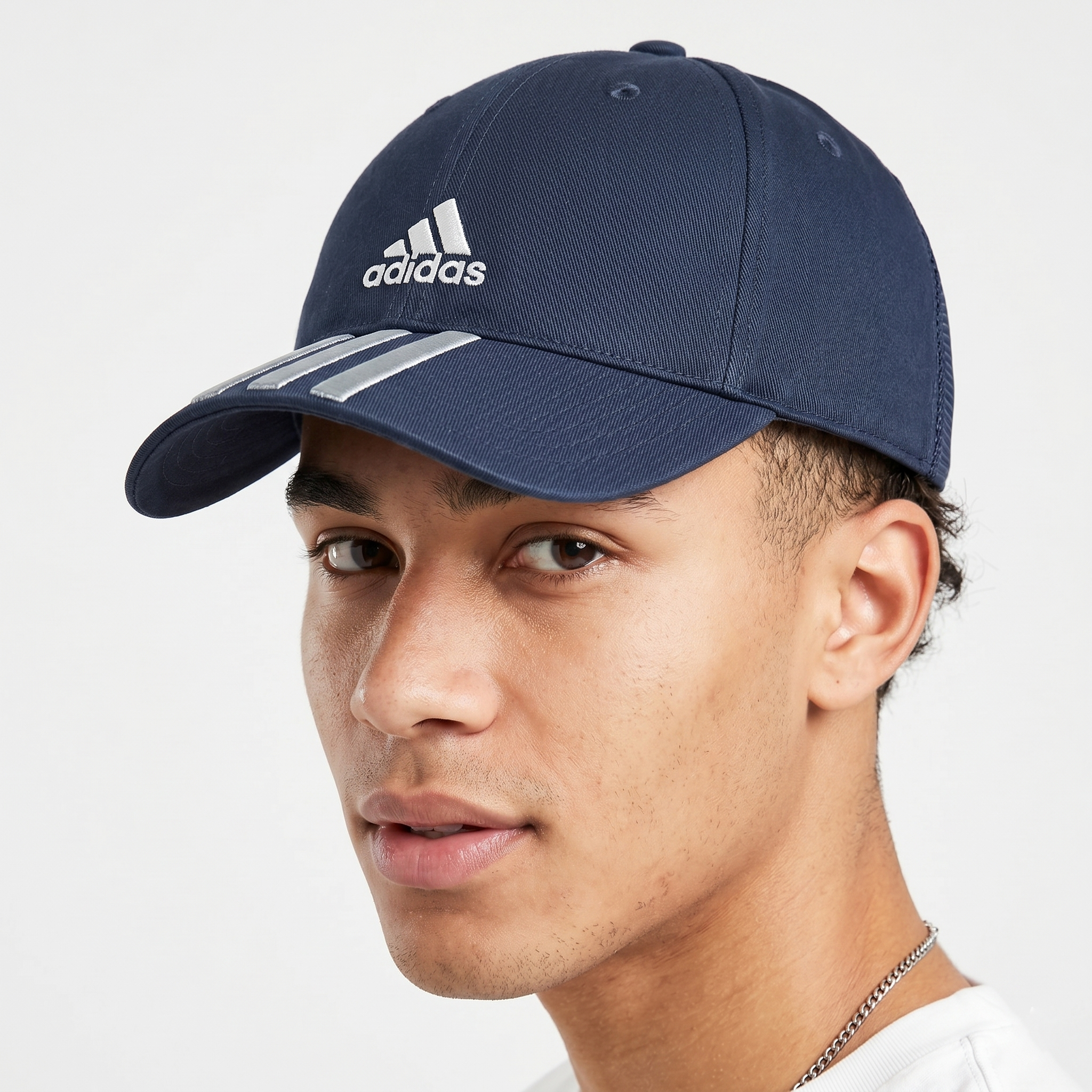 Thrifted Adidas Spellout Embroidered Cap - Navy with Adjustable Grey Strap