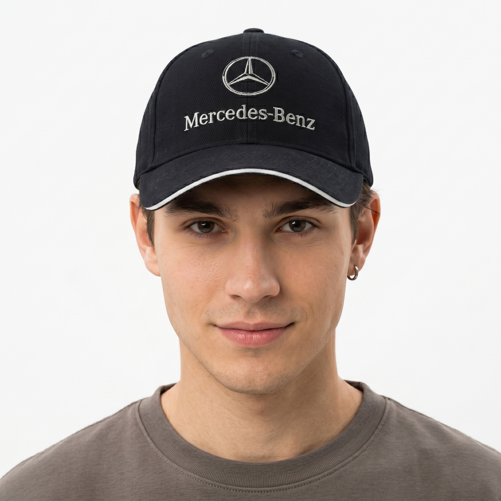 Mercedes-Benz Logo Casual Baseball Cap | Thrifted Black Car Hat 56-58cm