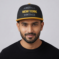 America New York Vintage Thrifted Baseball Hat – Adjustable Yellow Brim Snapback