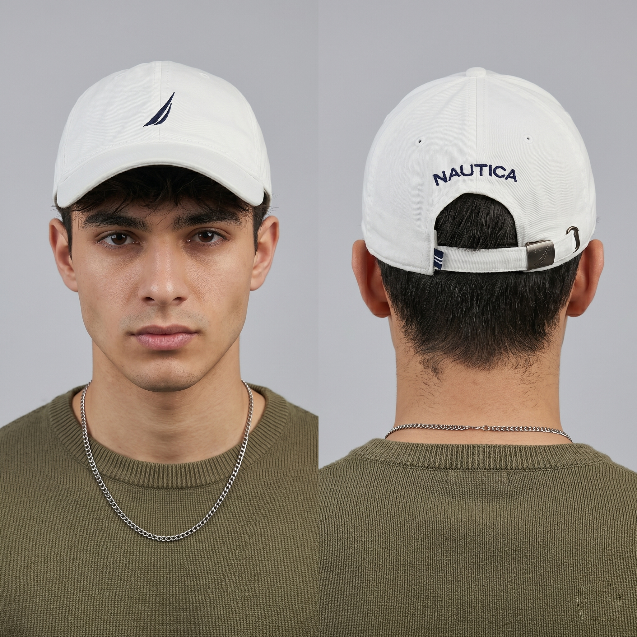 Thrifted Nautica White Cotton Strapback Dad Hat