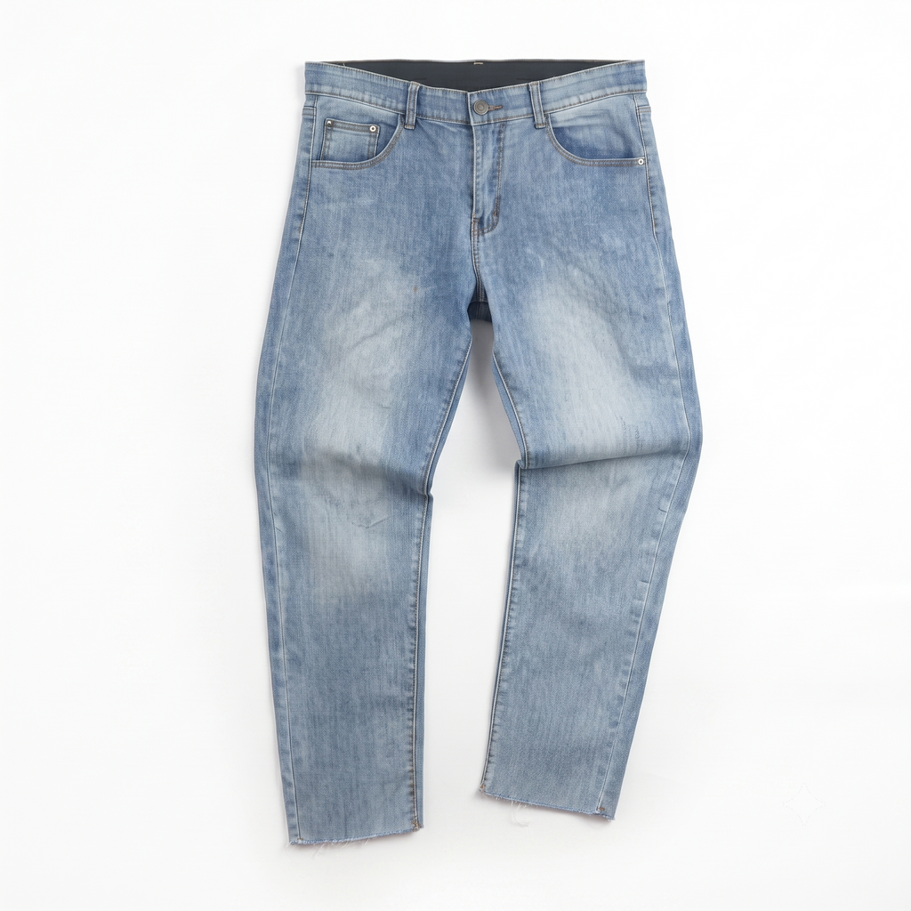 Men's Vintage Style Light Wash Raw Edge Denim 32-34/ J1068