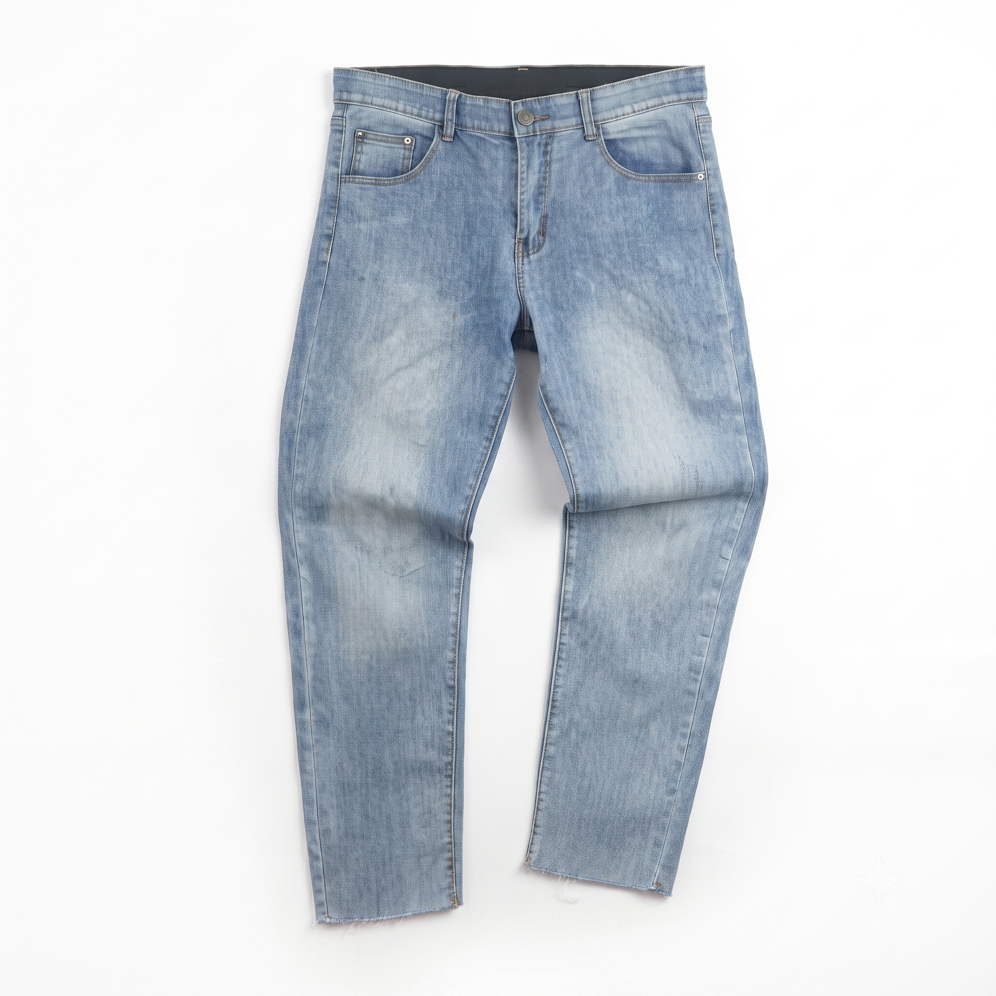 Men's Vintage Style Light Wash Raw Edge Denim 32-34/ J1068